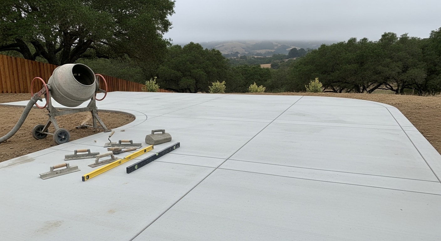 Finished concrete driveway with smooth surface